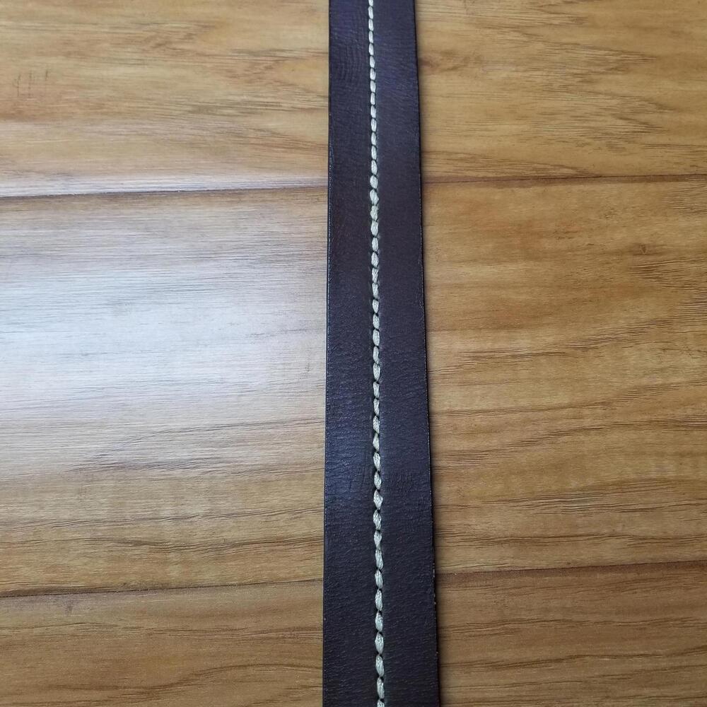 Men's Thick Stitched Genuine Leather Belt Brown 42 Fits 41"- 44" - Picture 5 of 11
